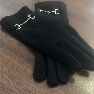 Chic Black Gloves with Silver Detailing NWOT